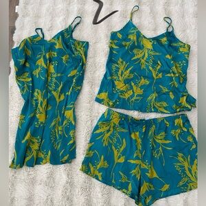 Floral Teal and Yellow Sleepwear Set